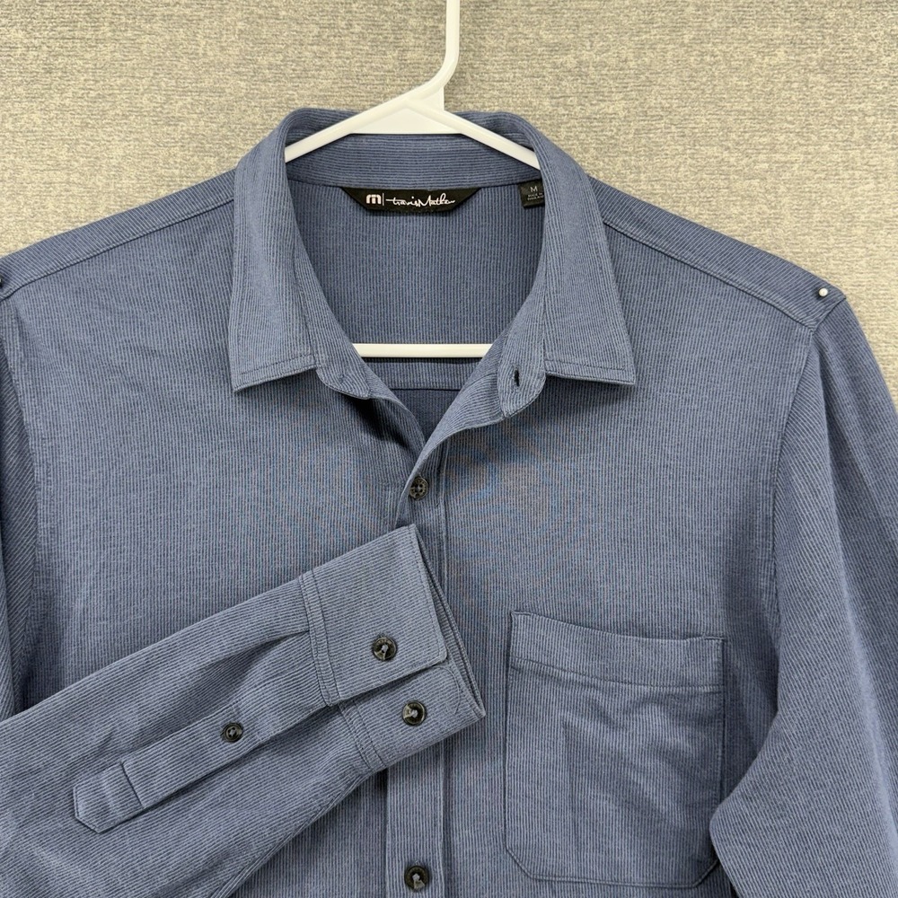 Travis Mathew Golf Long Sleeve Shirt Men Size Medium Blue Button Up Casual